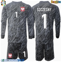 Maglie da calcio Polonia Wojciech Szczesny #1 Portiere Seconda Maglia Bambino Europei 2024 Manica Lunga (+ Pantaloni corti)
